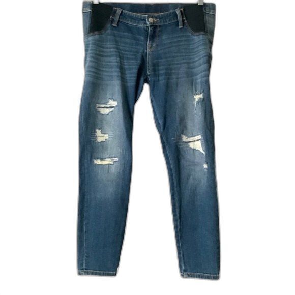 Liz Lange Maternity for Target Jeans Women Size S Blue Ankle Skinny Distressed - Picture 1 of 9